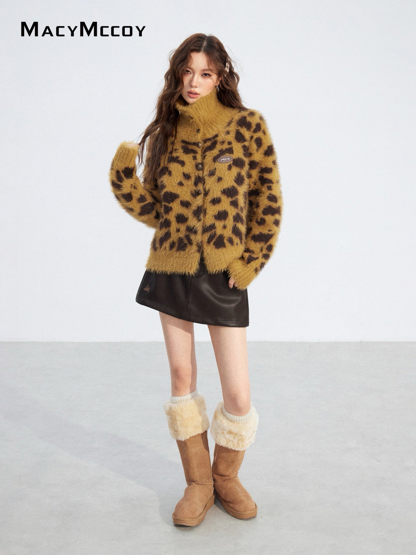 MacyMccoy MMC2025206 Mink fur leopard print sweater