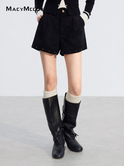 MacyMccoy MMC2025217 Riveted leather velvet shorts