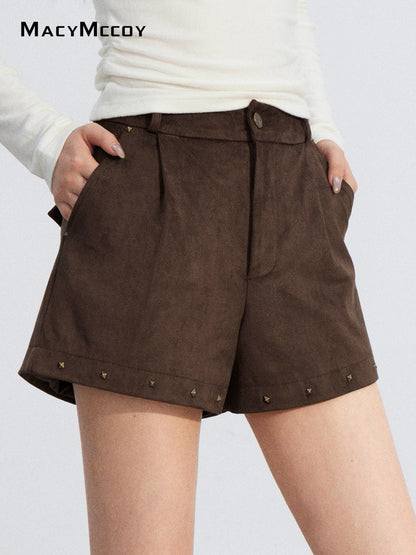 MacyMccoy MMC2025217 Riveted leather velvet shorts