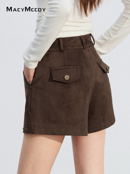 MacyMccoy MMC2025217 Riveted leather velvet shorts