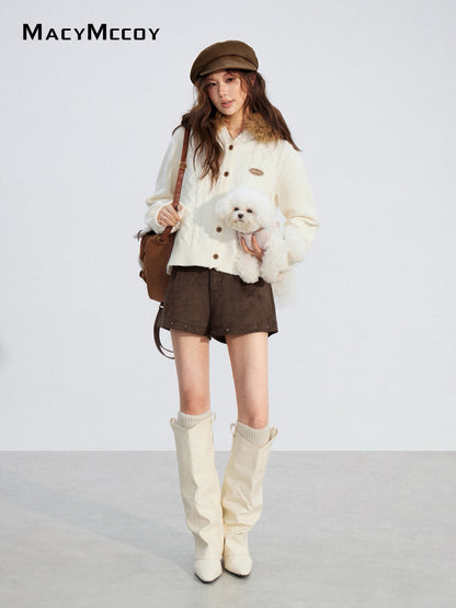 MacyMccoy MMC2025217 Riveted leather velvet shorts