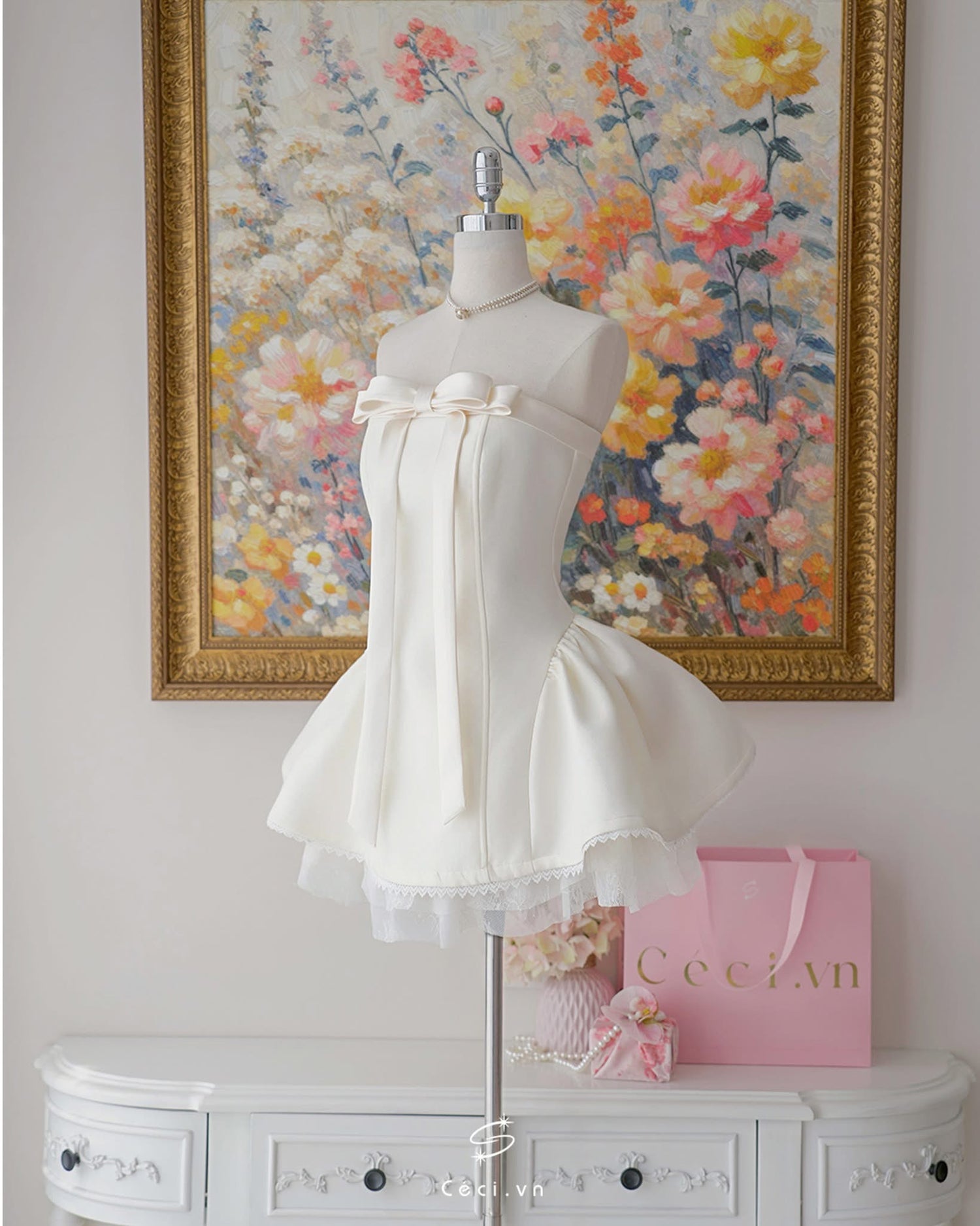 Ceci Alissa Tafta Dress (Cream)