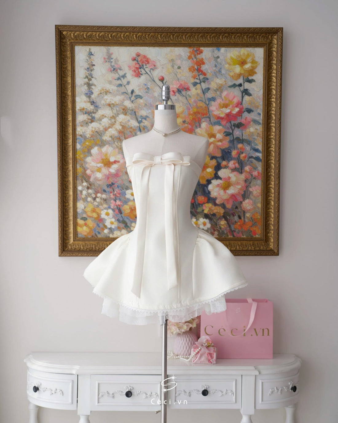 Ceci Alissa Tafta Dress (Cream)