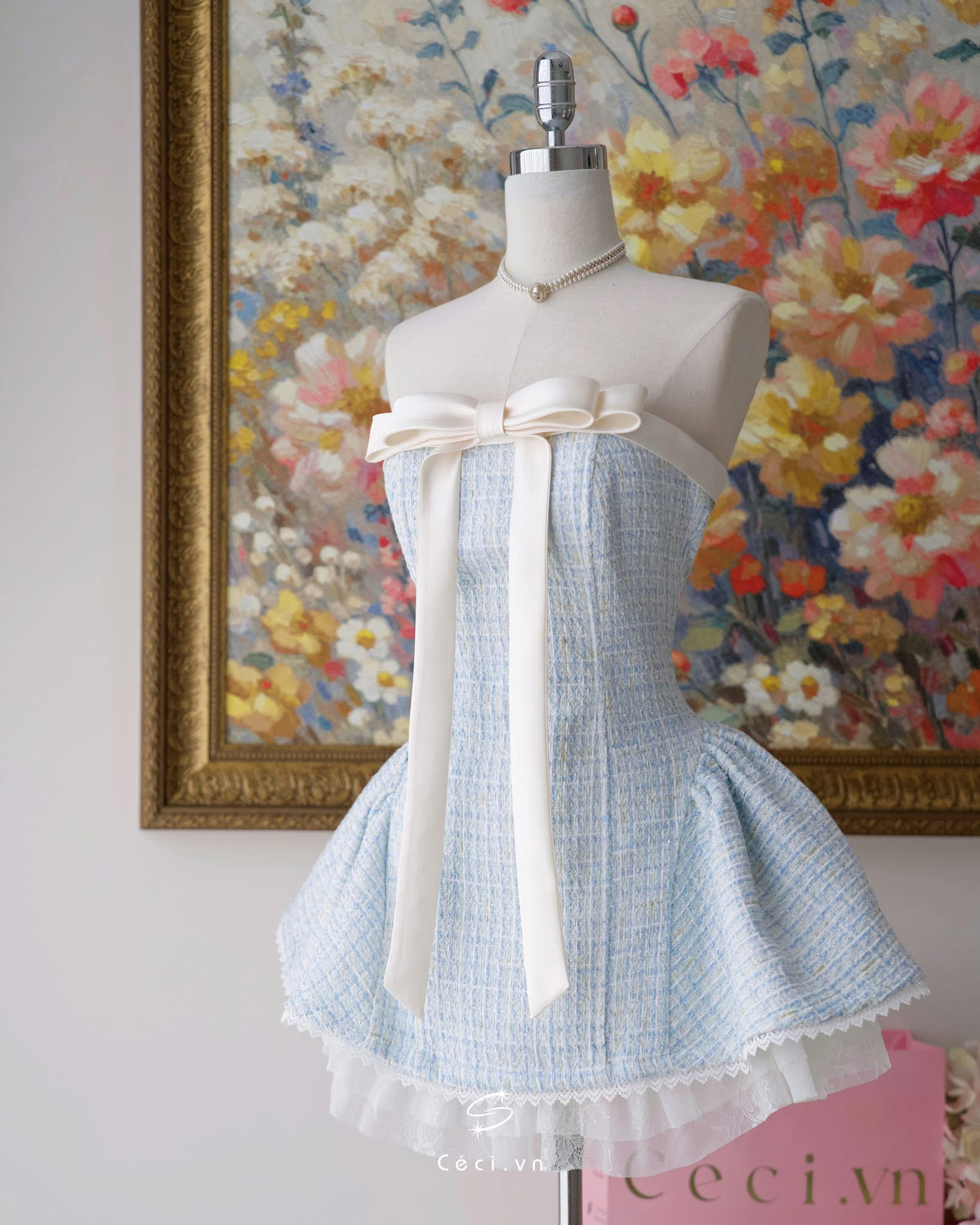 Ceci Alissa Tweed Dress (Blue)