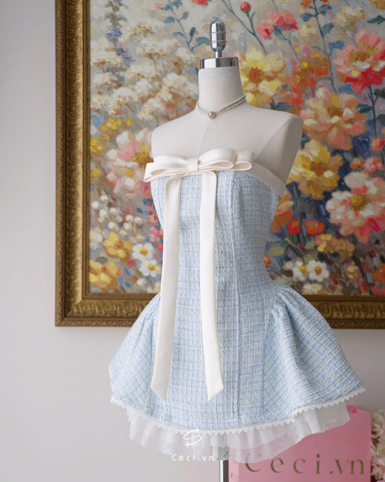 Ceci Alissa Tweed Dress (Blue)