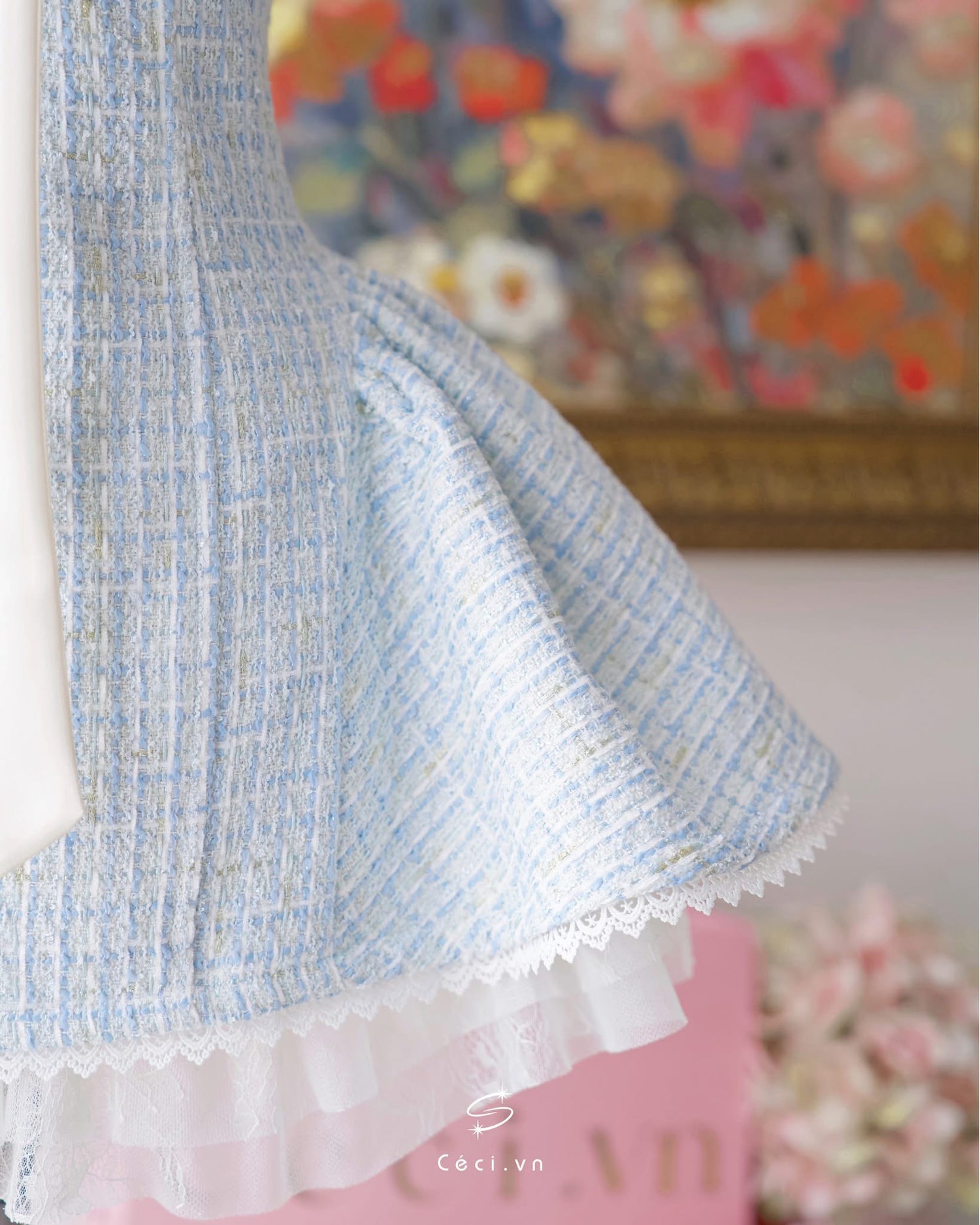 Ceci Alissa Tweed Dress (Blue)