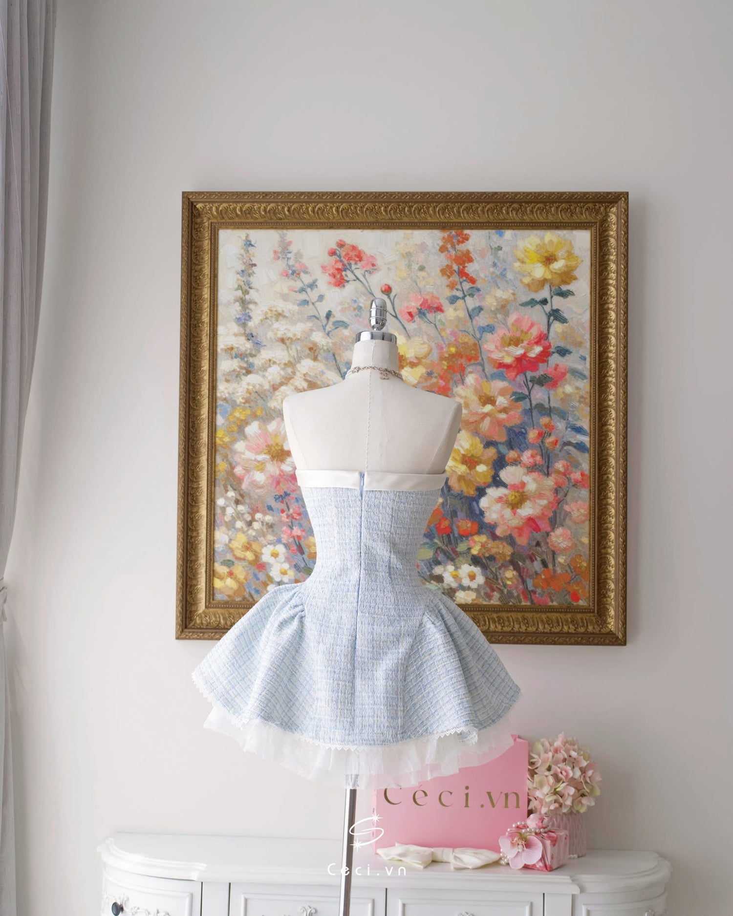 Ceci Alissa Tweed Dress (Blue)
