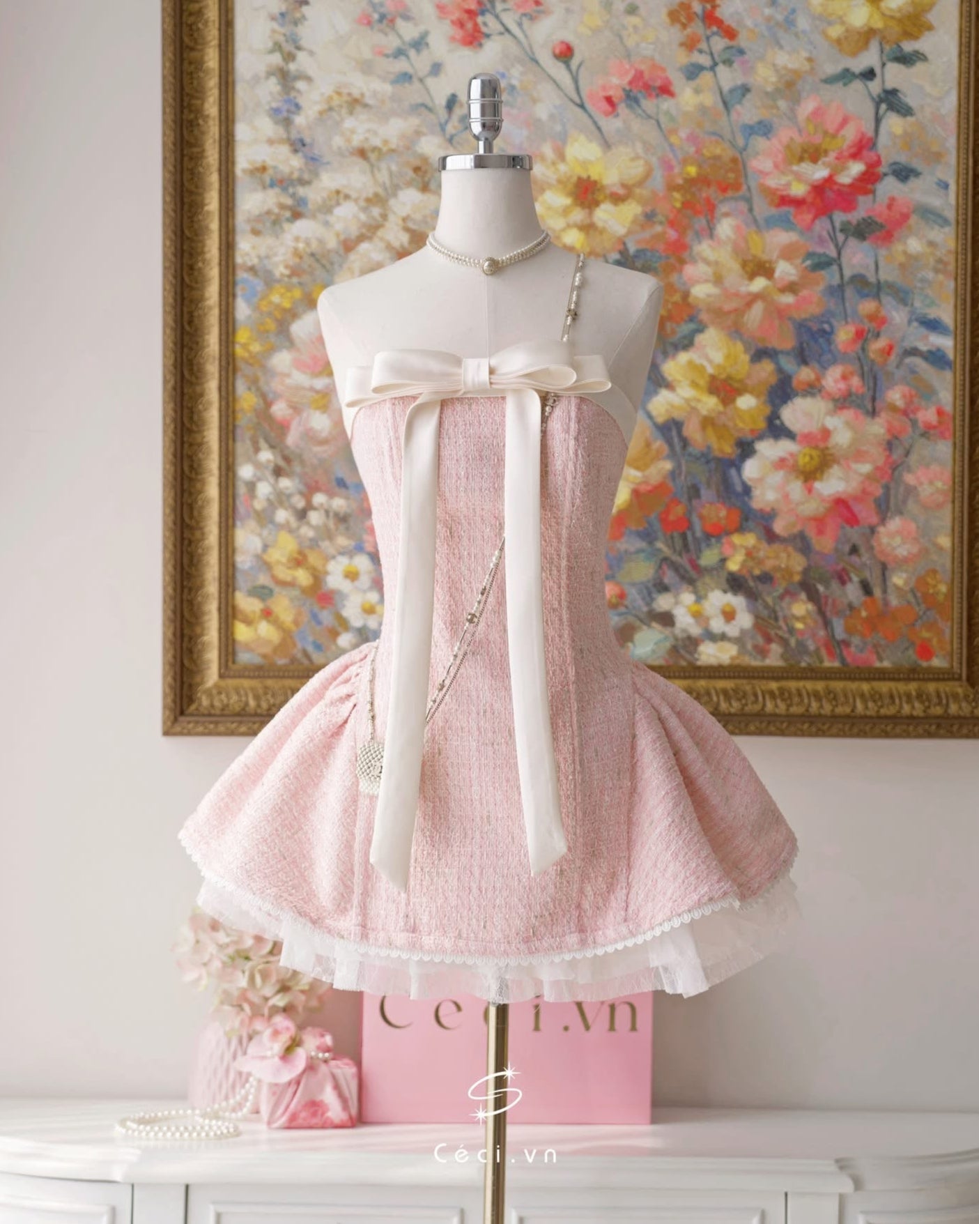 Ceci Alissa Tweed Dress (Pink)