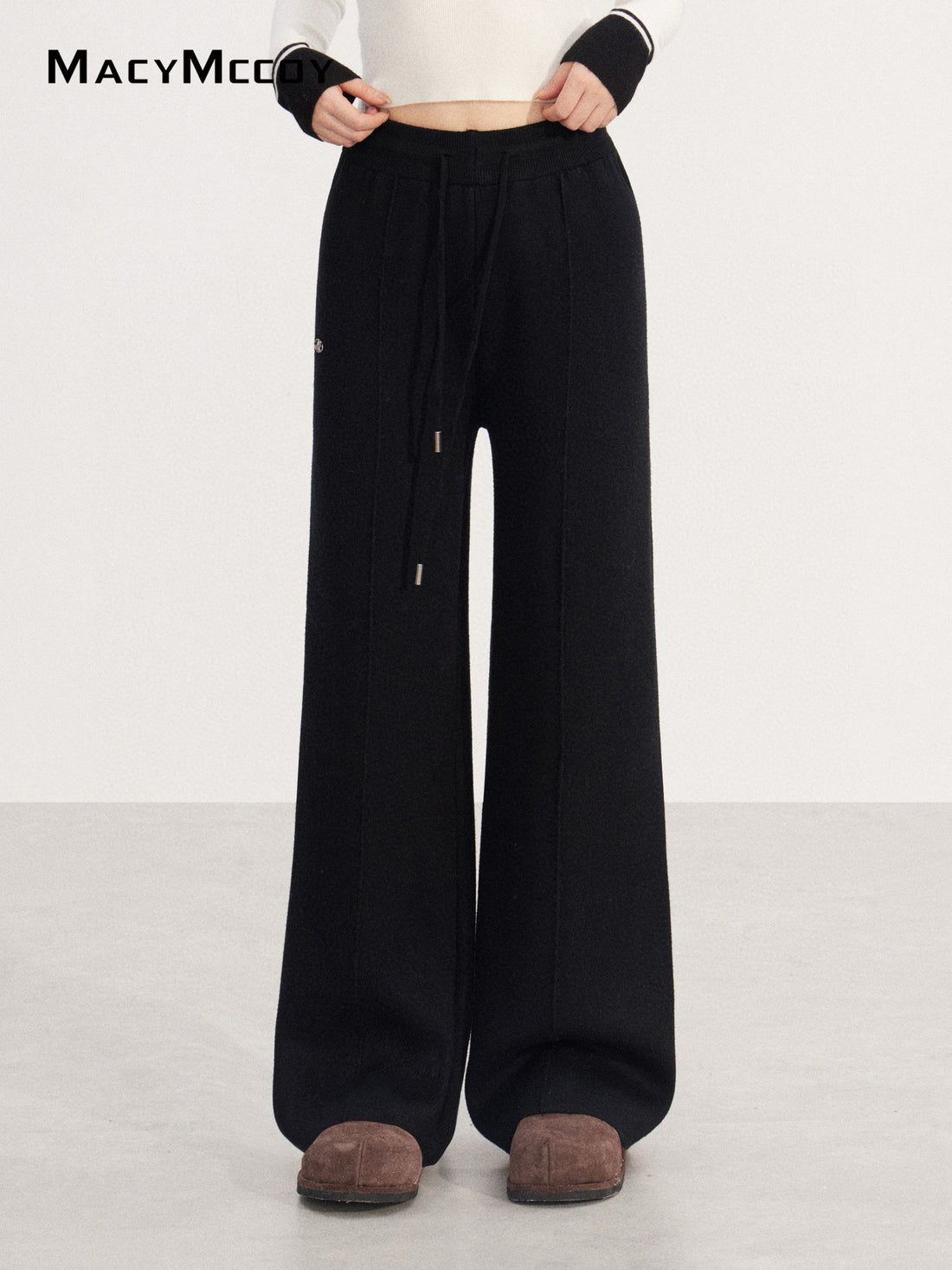 MacyMccoy MMC2025225 Velvet knitted wide leg pants