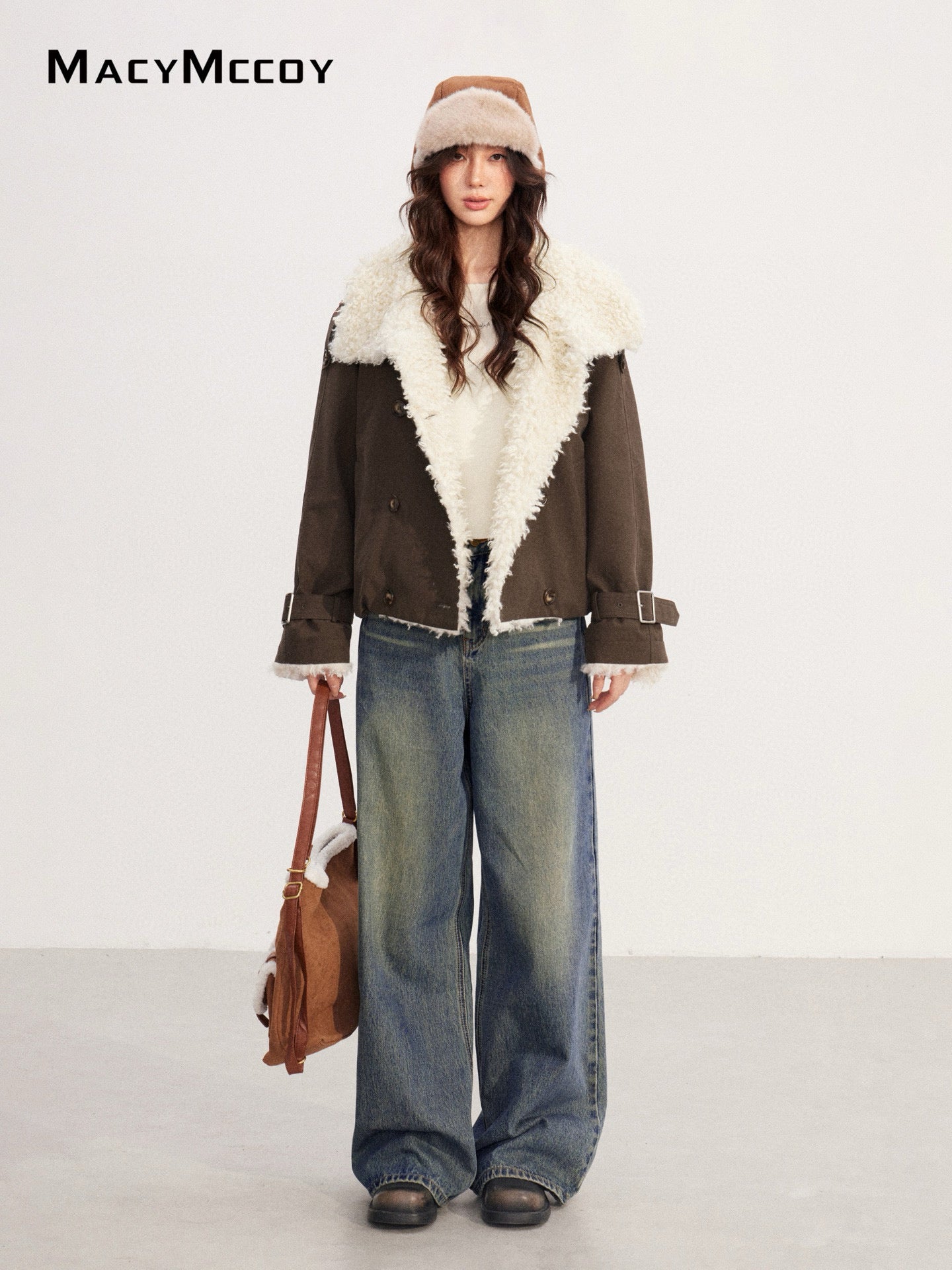 MacyMccoy MMC2025218 Lamb wool spliced cotton jacket