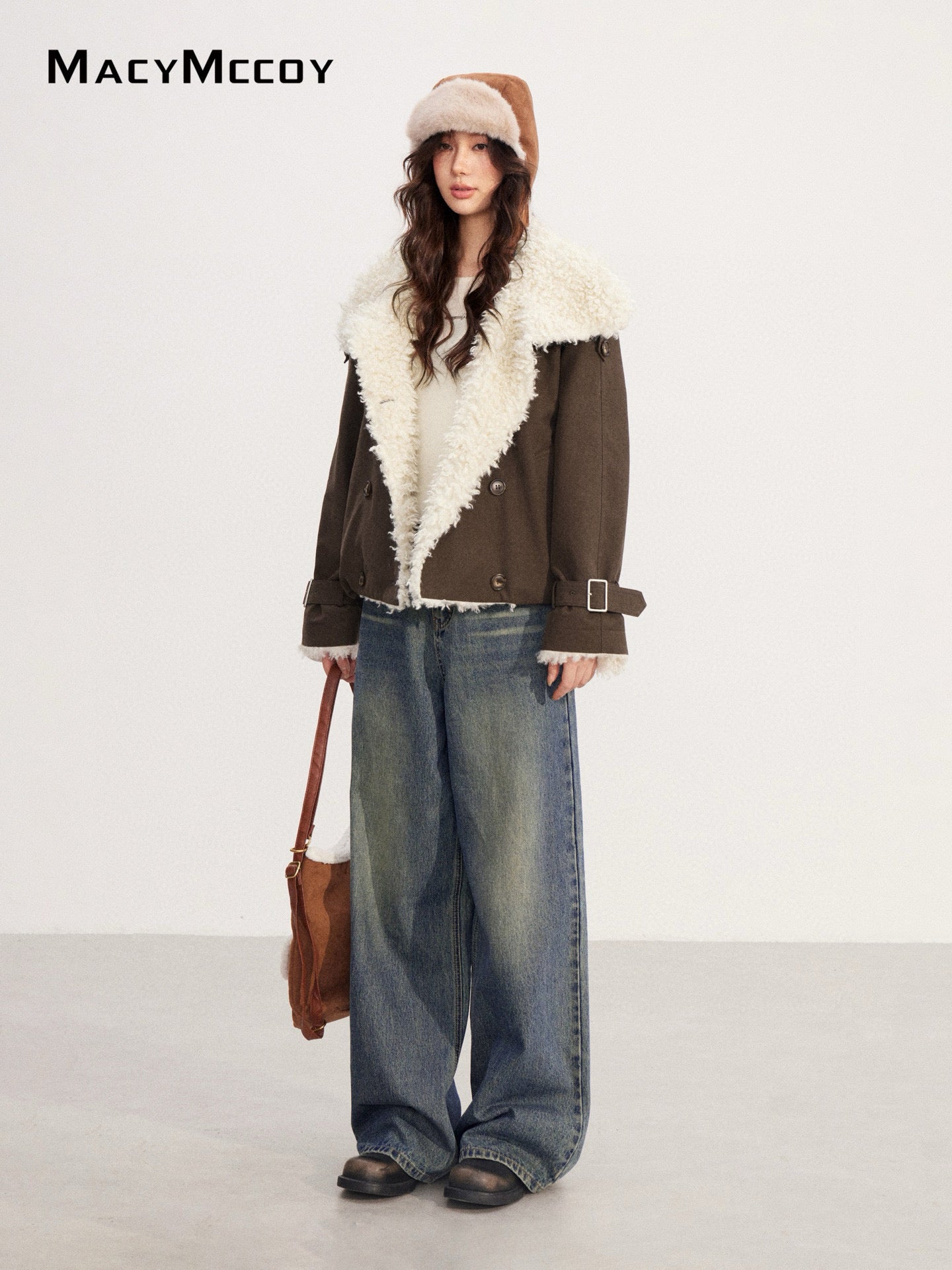 MacyMccoy MMC2025218 Lamb wool spliced cotton jacket