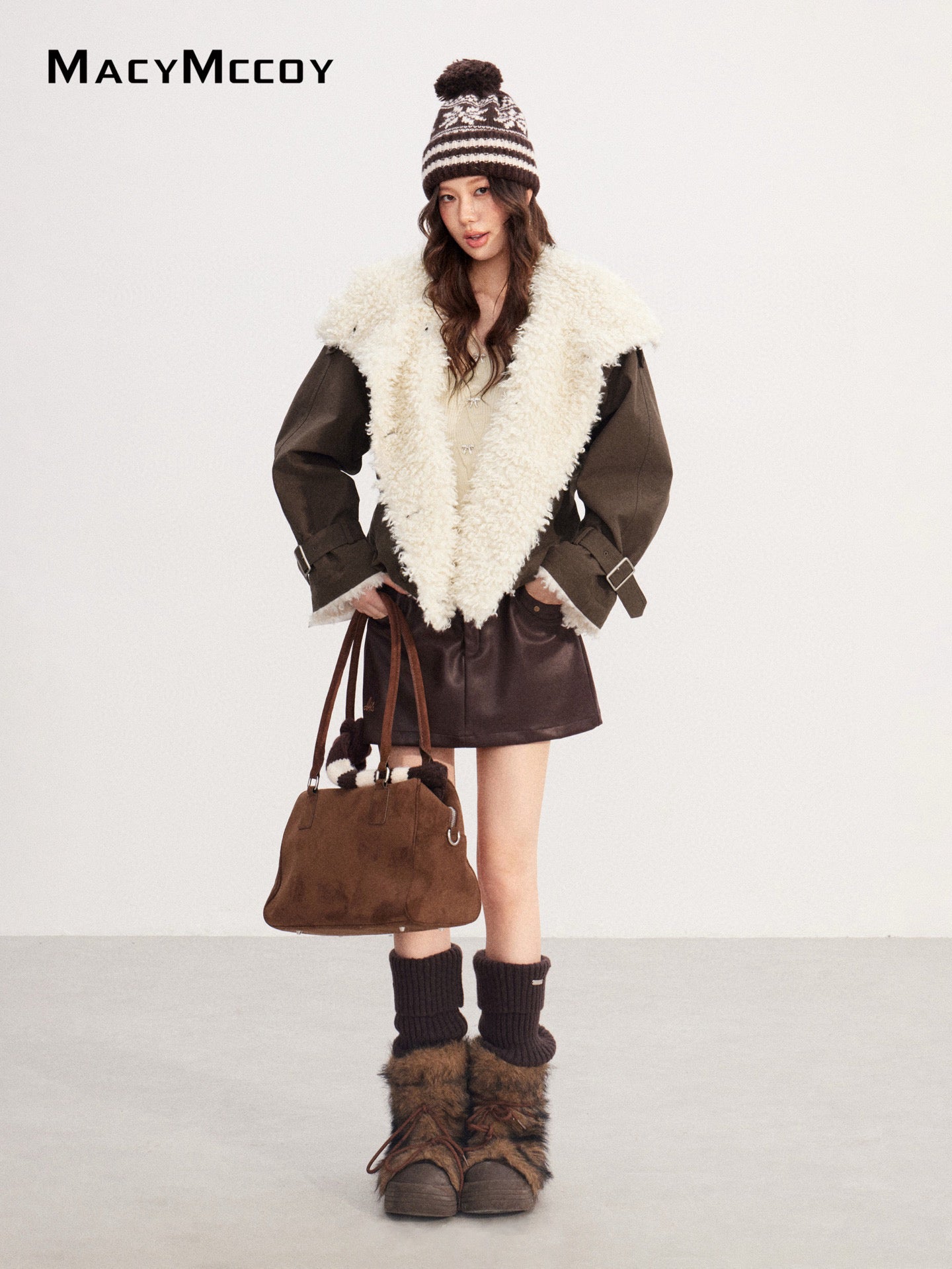 MacyMccoy MMC2025218 Lamb wool spliced cotton jacket