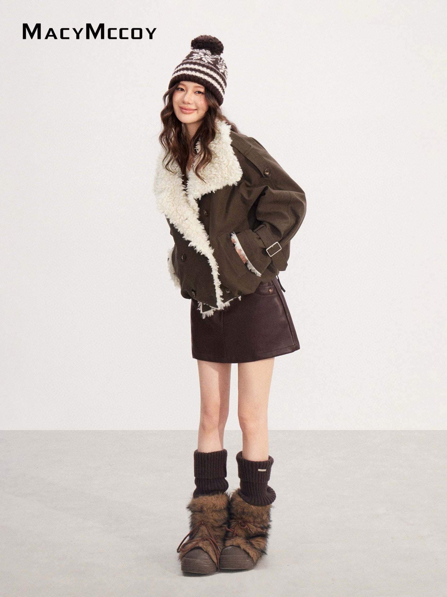MacyMccoy MMC2025218 Lamb wool spliced cotton jacket