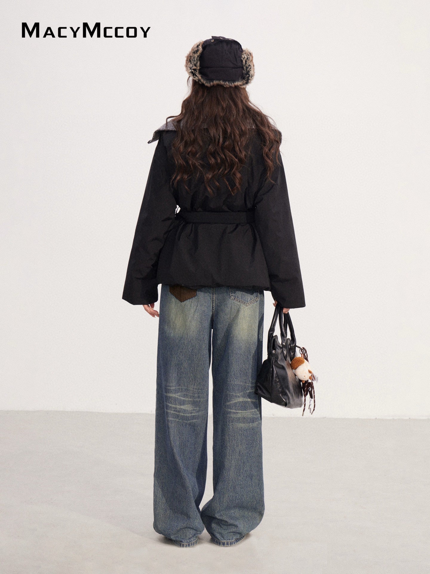 MacyMccoy MMC2025219 Big collar tied down jacket