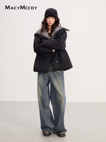 MacyMccoy MMC2025219 Big collar tied down jacket