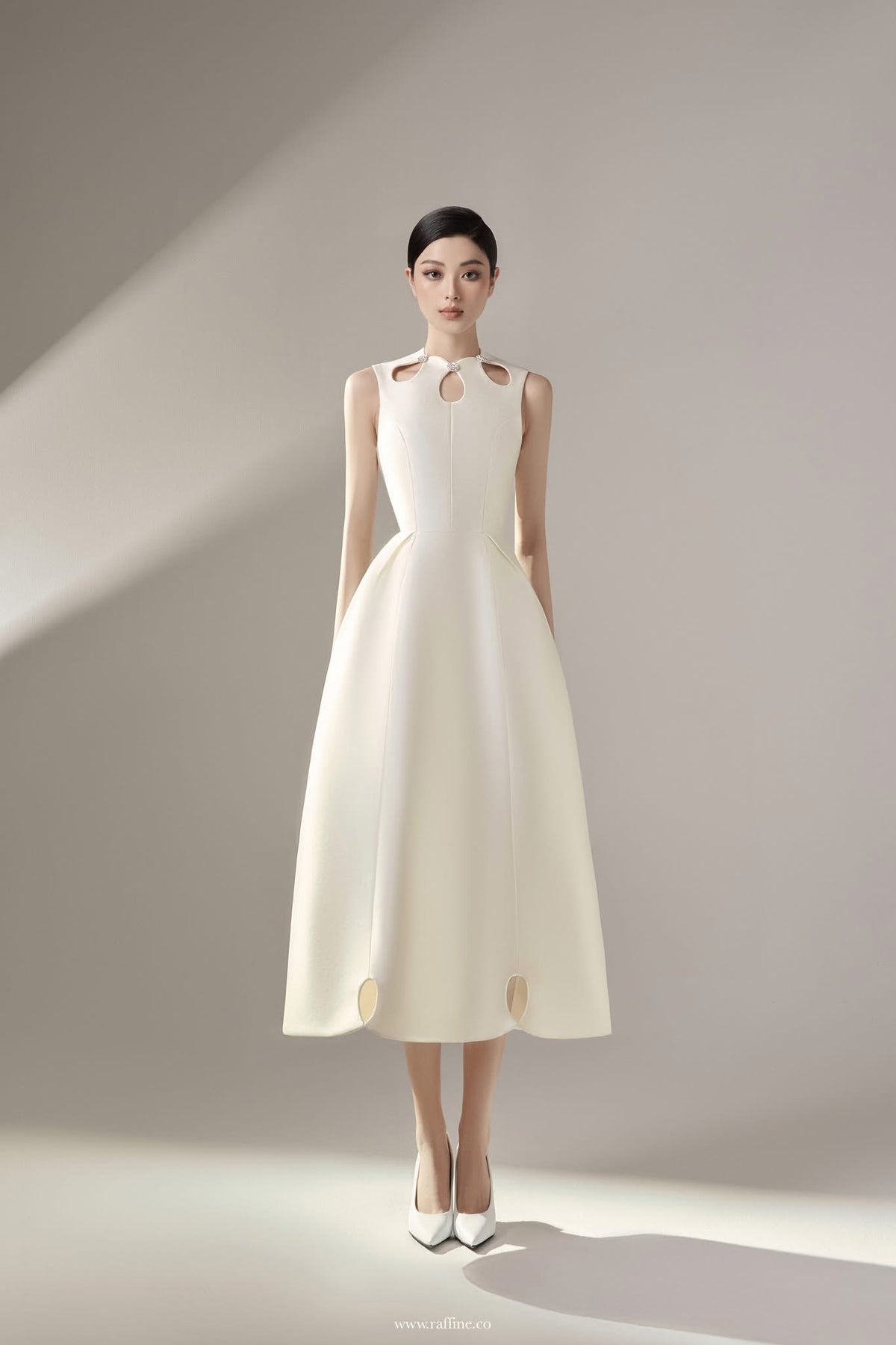 Raffiné PALOMA AQUA DROP CUT-OUT MIDI DRESS