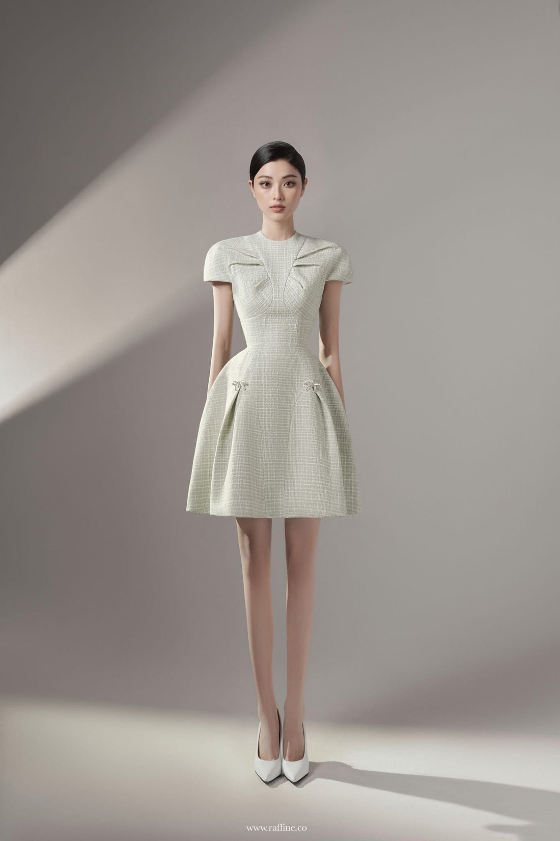 Raffiné CARLA PUFFED SLEEVE TWEED DRESS