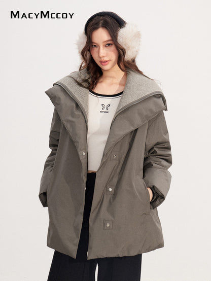 MacyMccoy MMC2025219 Big collar tied down jacket