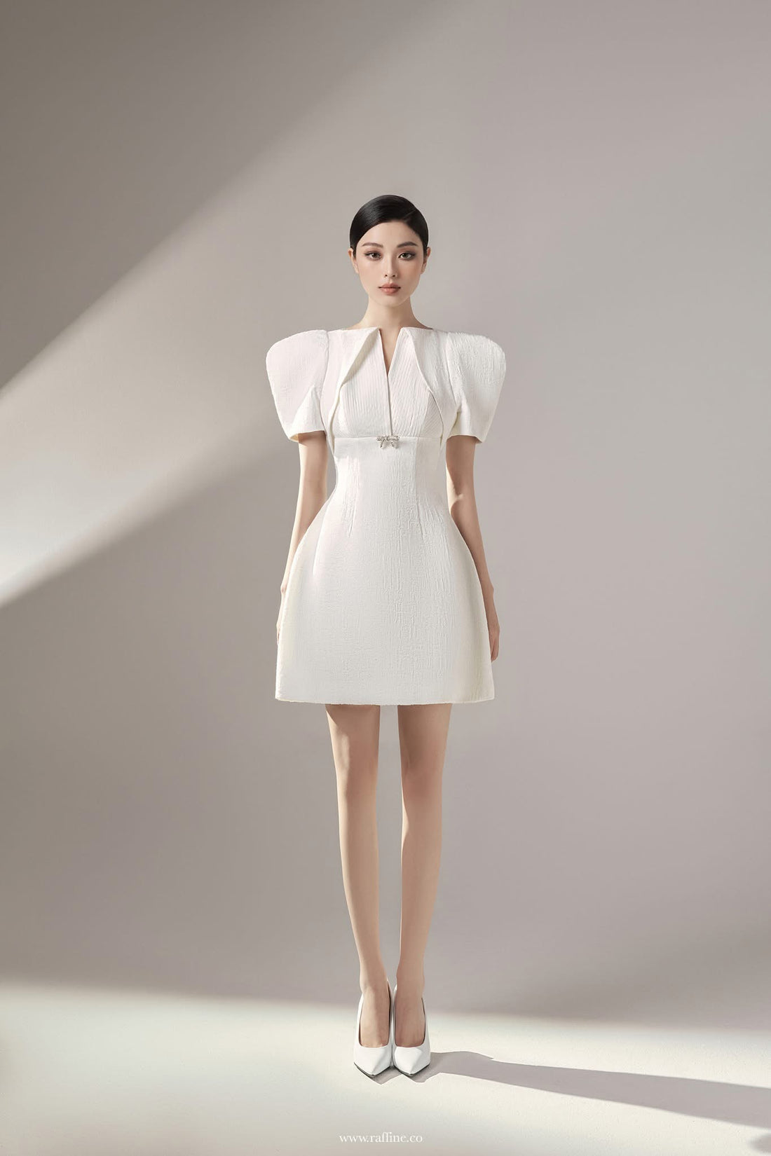 Raffiné EDITH SURPLICE PLEATED MINI DRESS