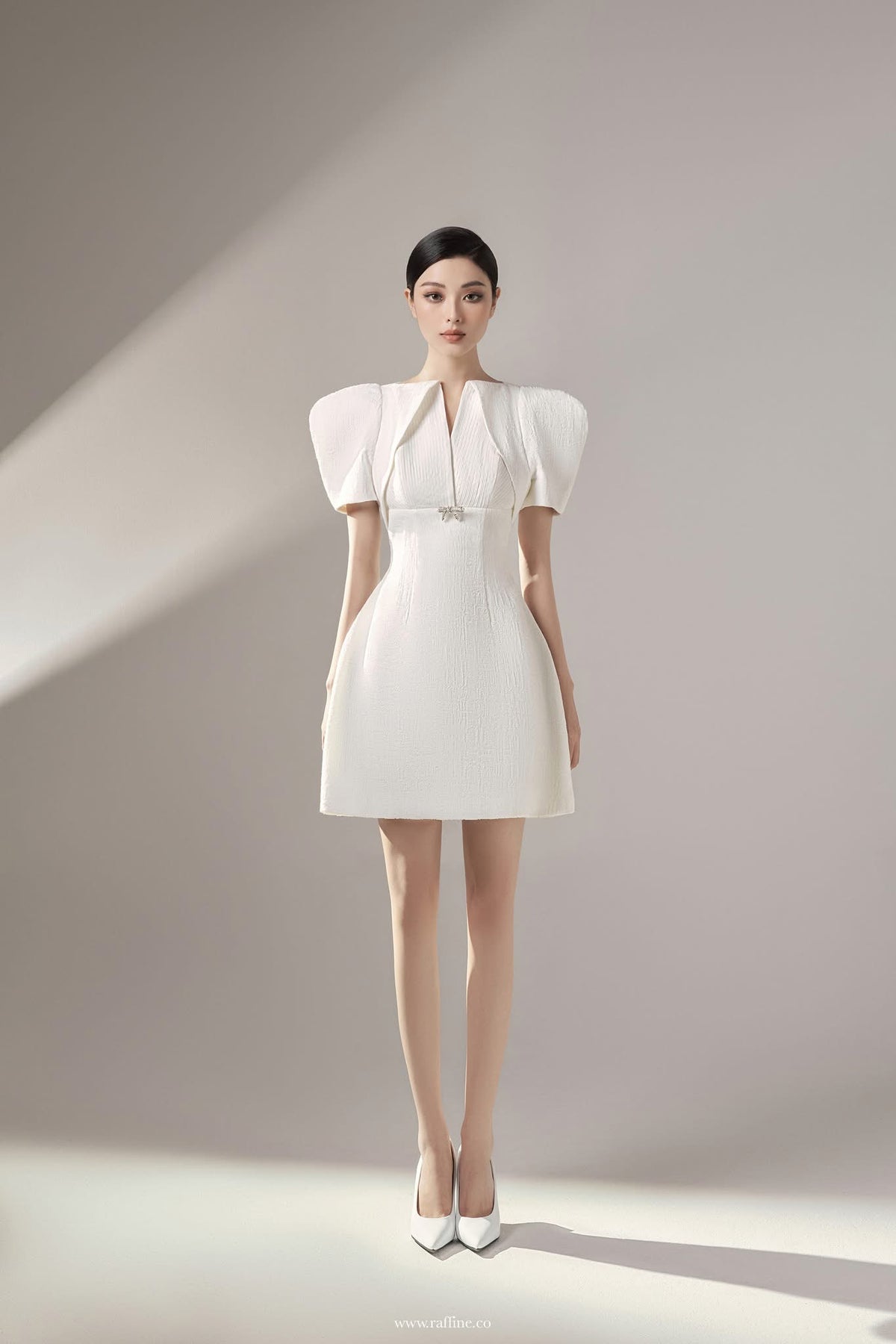 Raffiné EDITH SURPLICE PLEATED MINI DRESS