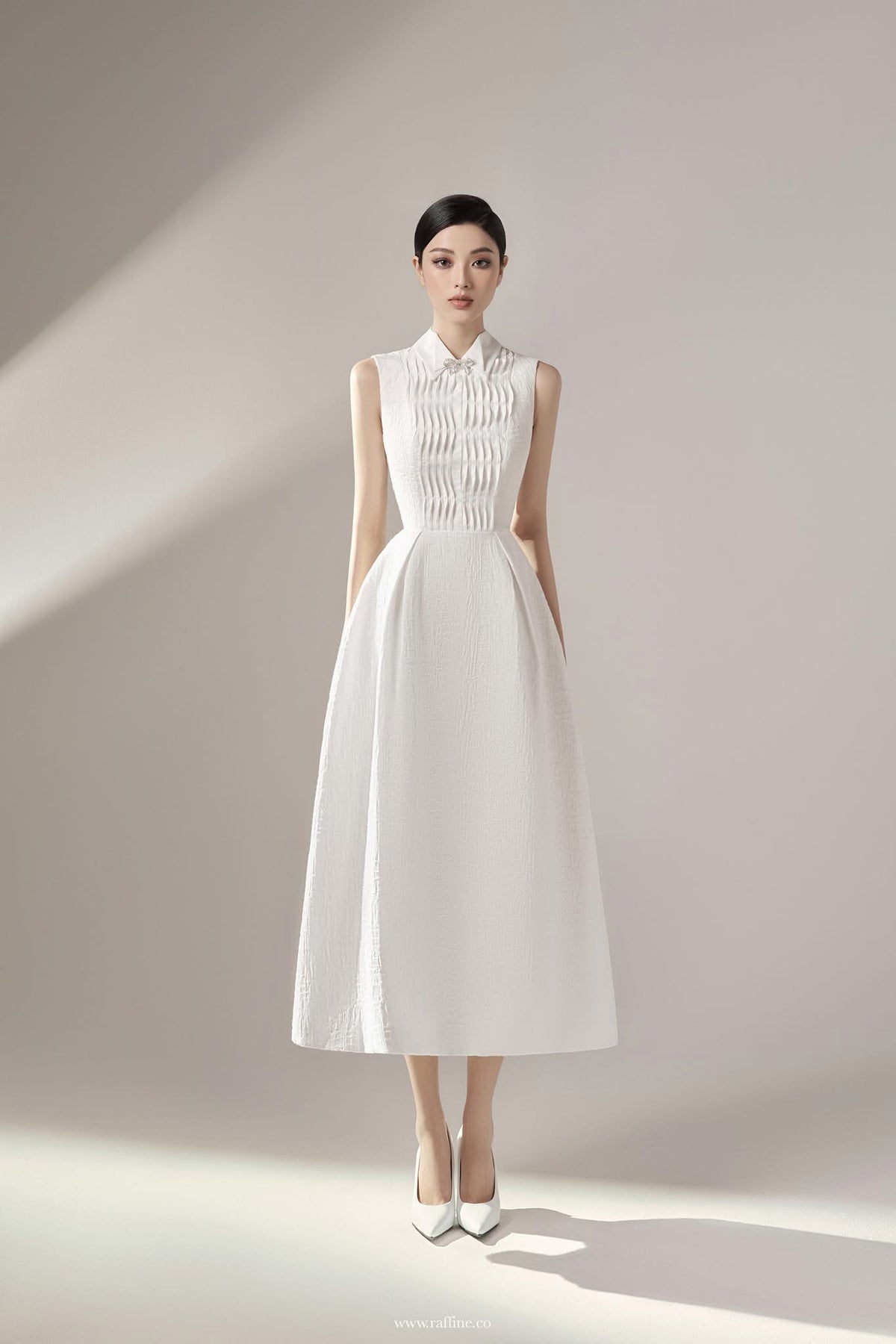 Raffiné POLIANA CROSS STITCHED TUCKED DRESS