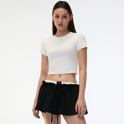 EDGII ED25SS6002 Fake two-piece short sleeves top (2color)