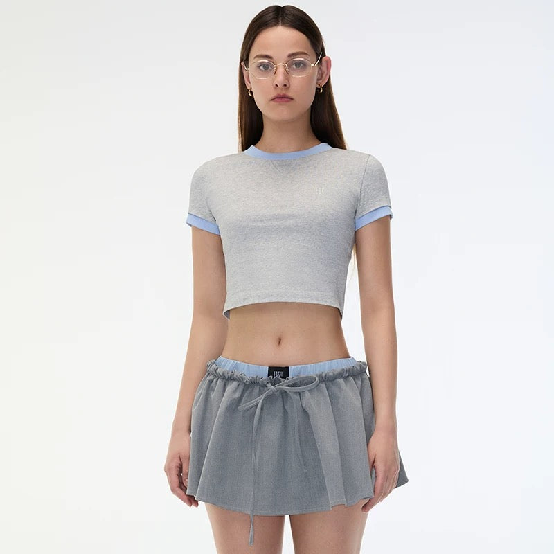 EDGII ED25SS6002 Fake two-piece short sleeves top (2color)