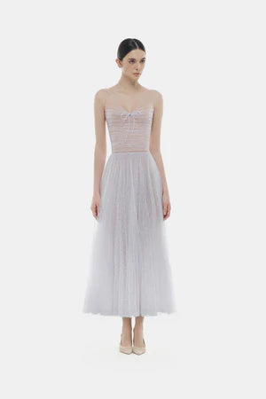 Montsand Violet Drapped Midi Dress