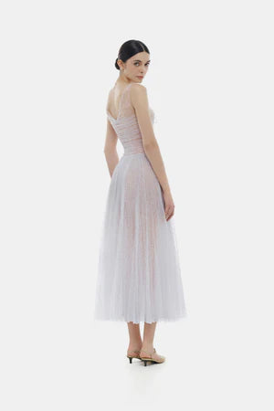 Montsand Violet Drapped Midi Dress