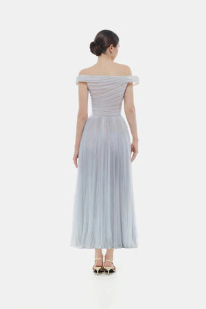 Montsand Violet Off-shoulder Midi Dress