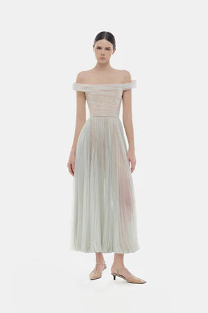 Montsand Mint Off-shoulder Midi Dress