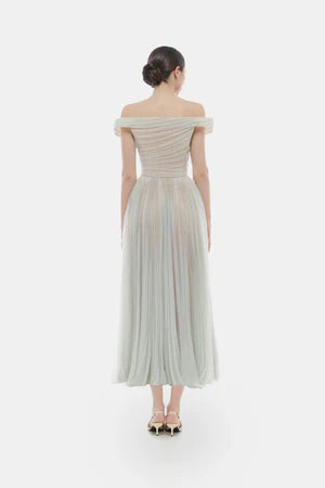 Montsand Mint Off-shoulder Midi Dress