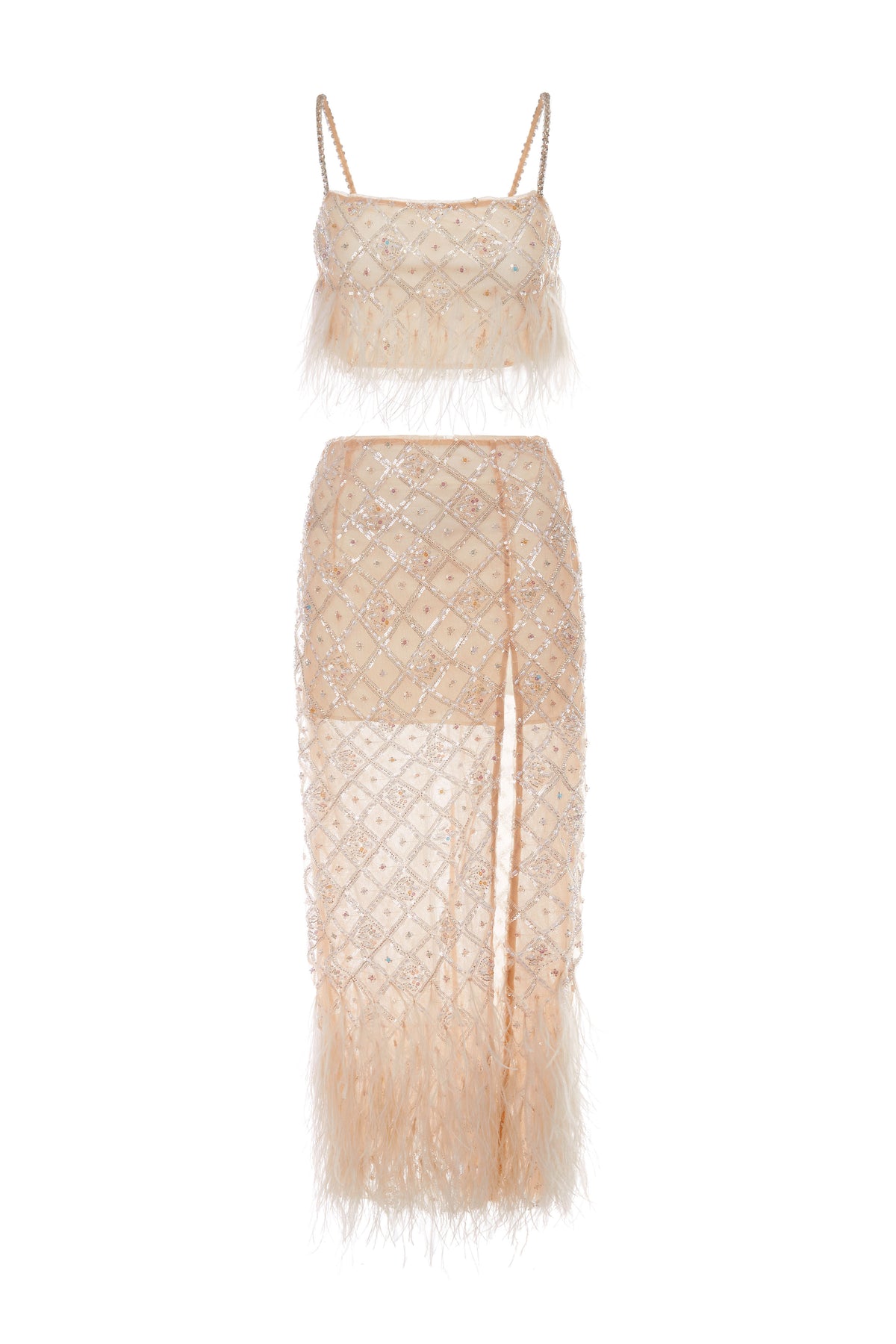 Wardrobes by chen Beaded Sequin Feather Set