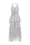 Wardrobes by chen Silk Silver Strap Dress