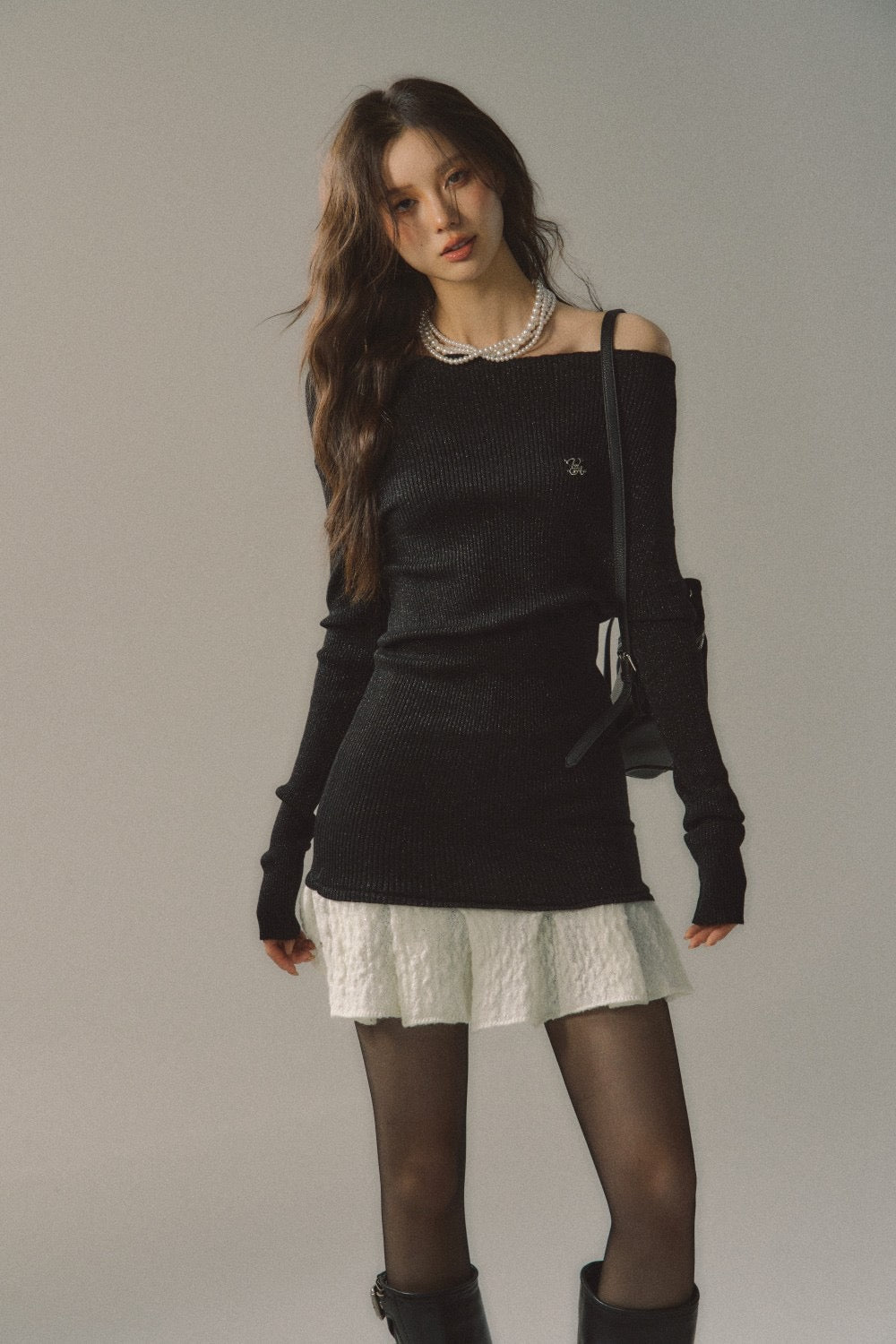 VIA PITTI [Best Seller] Off Shoulder Sweater Dress(2color)
