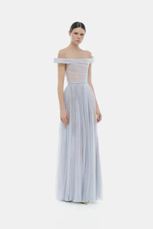 Montsand Violet Off-shoulder Maxi Dress