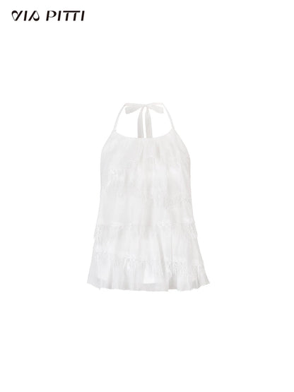 VIA PITTI VIABTP362 Splicing lace neck vest