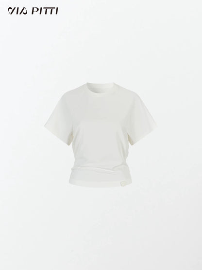 VIA PITTI VIABTP464 Round neck waist cinching loose T-shirt