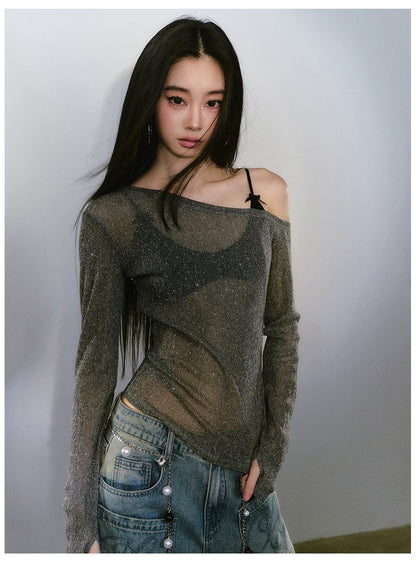 VIA PITTI VIABTP457 One shoulder long sleeved T-shirt