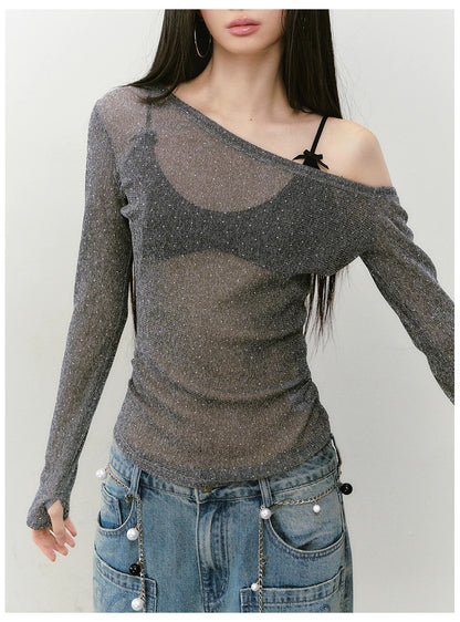 VIA PITTI VIABTP457 One shoulder long sleeved T-shirt
