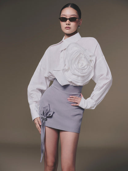 KEIRA TONG Shift-Collar Linen Shirt &amp; Lily Skirt