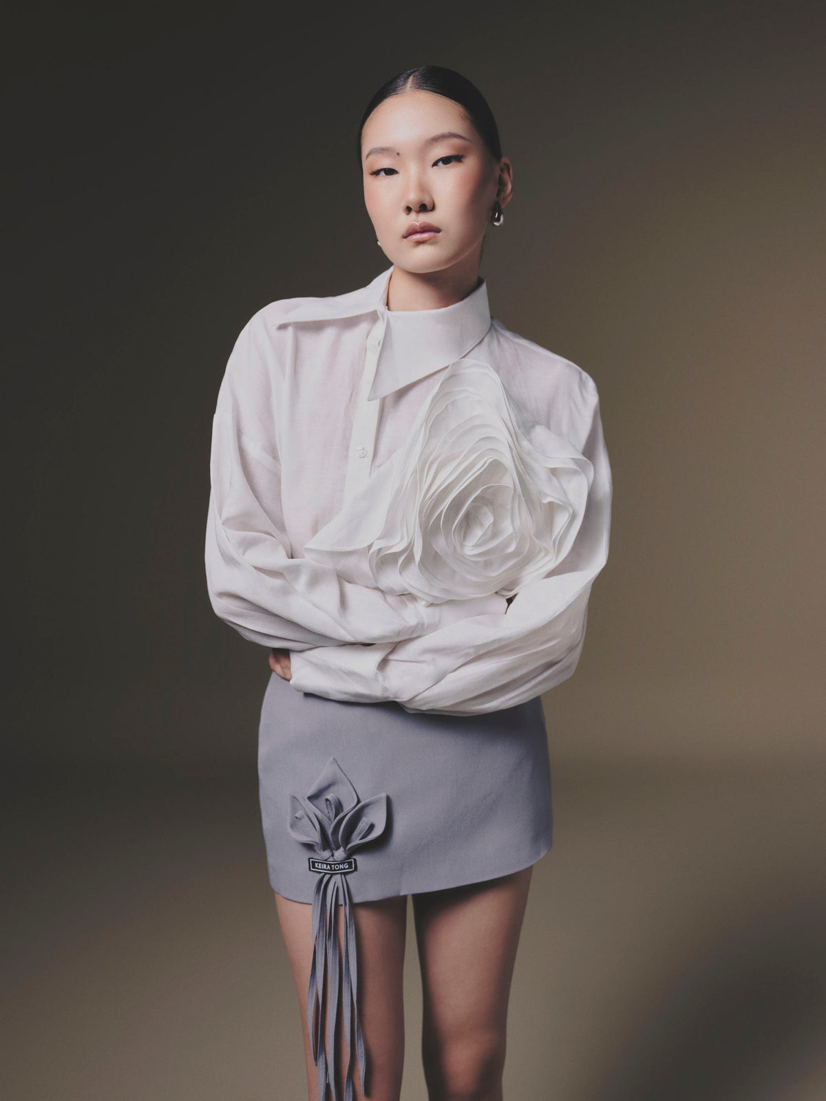 KEIRA TONG Shift-Collar Linen Shirt &amp; Lily Skirt