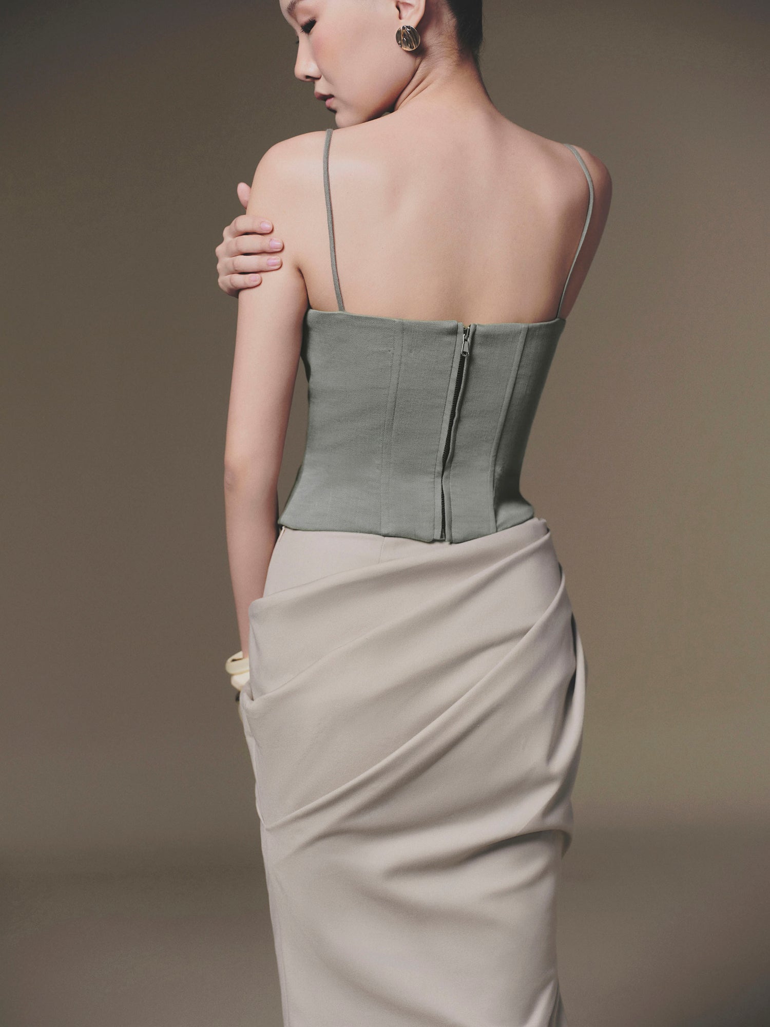 KEIRA TONG Camellia Corset Top &amp; Tucked Skirt