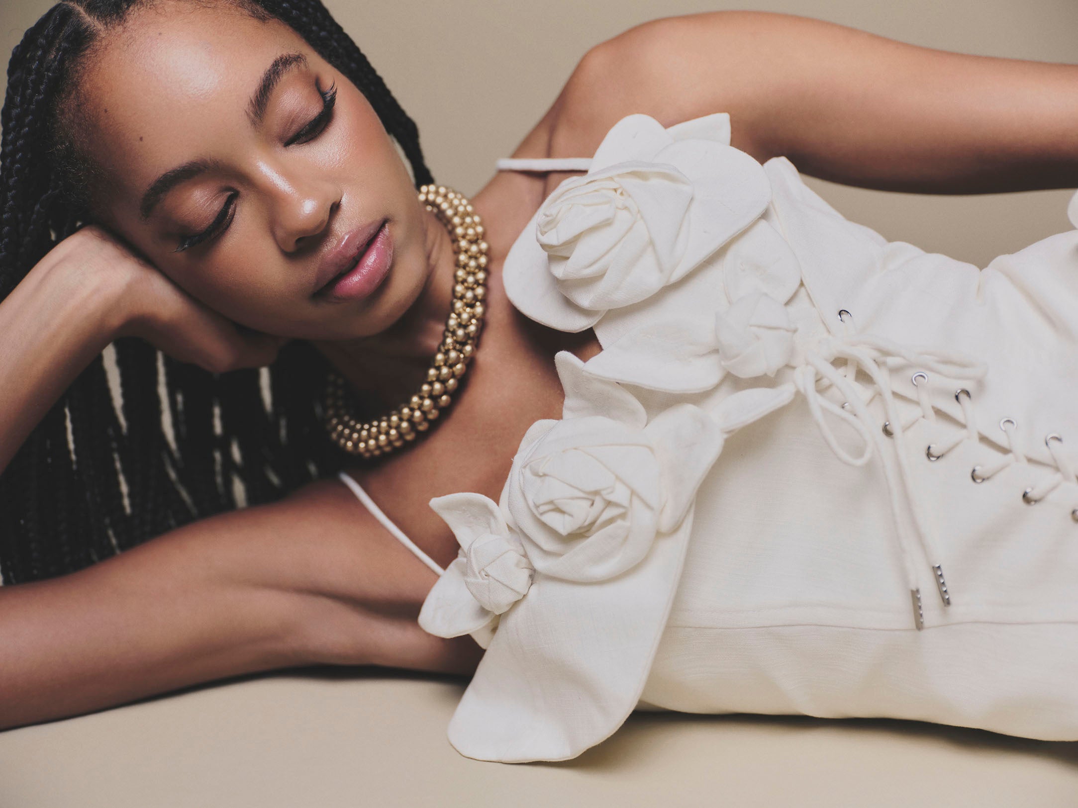 KEIRA TONG Petal Bustier Top &amp; Wide Leg Pant in Linen