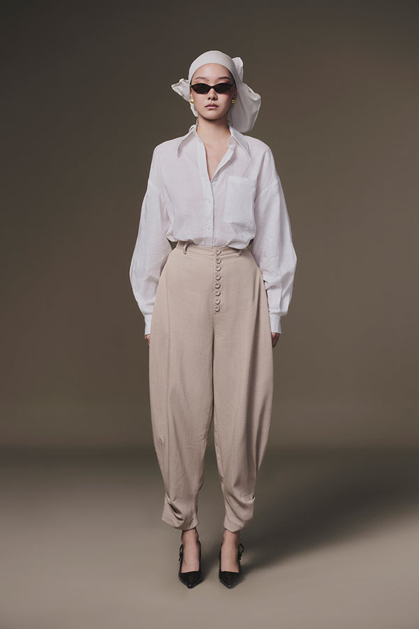 KEIRA TONG Linen Shirt &amp; Button Baggy Pant