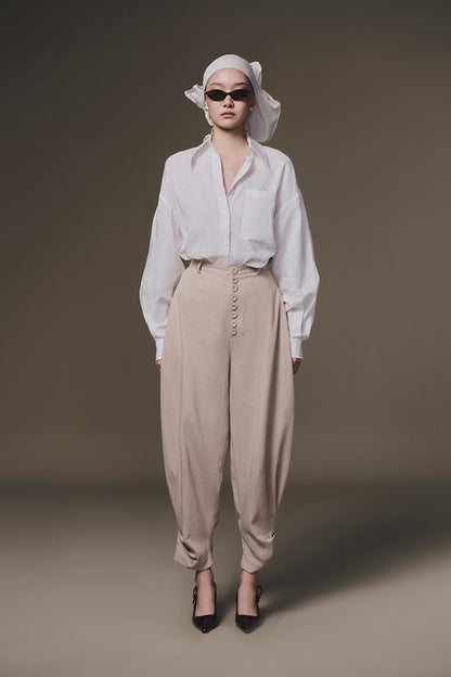 KEIRA TONG Linen Shirt &amp; Button Baggy Pant