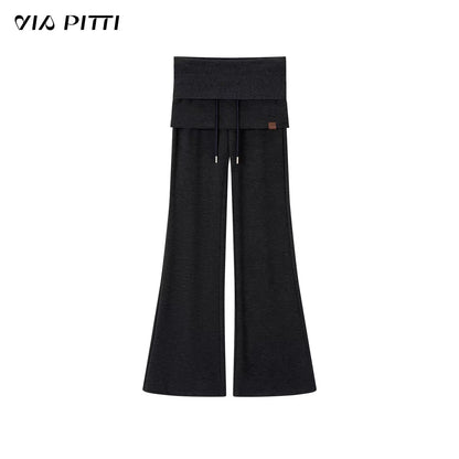 VIA PITTI VIACC553 Retro fur collar hooded sweatshirt + pants set