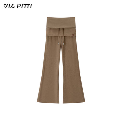 VIA PITTI VIACC553 Retro fur collar hooded sweatshirt + pants set