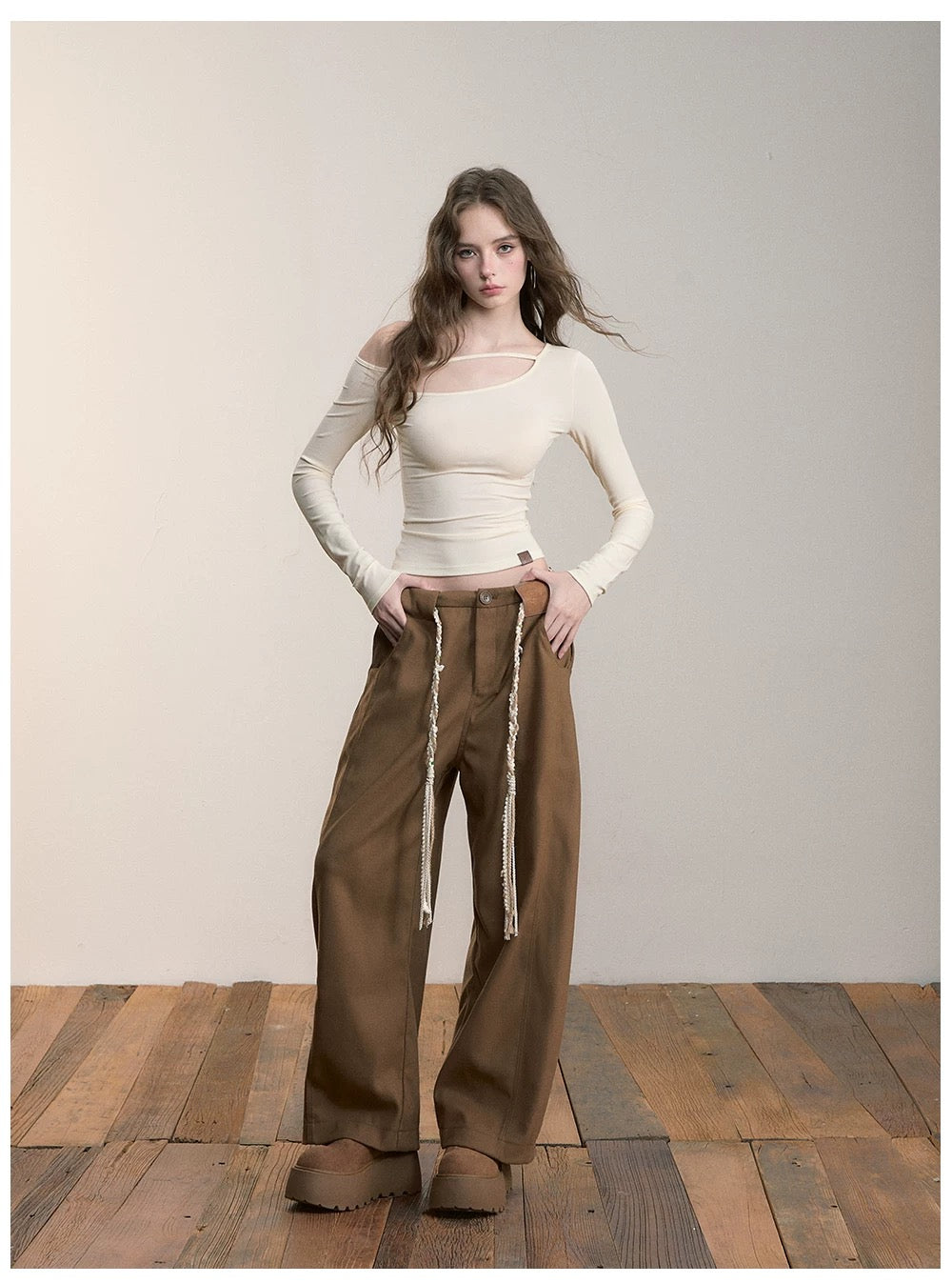 VIA PITTI V24DP253 Casual loose curved knife pants