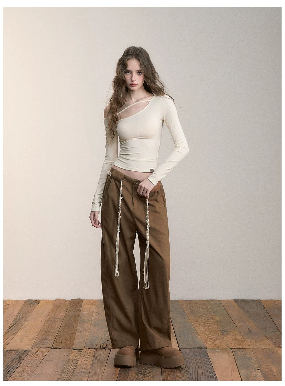 VIA PITTI V24DP253 Casual loose curved knife pants
